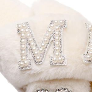 Initiale personnalisée MRS mariée demoiselle d'honneur pour <span class=keywords><strong>pantoufles</strong></span> plat blanc mariage en peluche <span class=keywords><strong>pantoufles</strong></span> pour femmes pour l'été hiver - Product Image 5