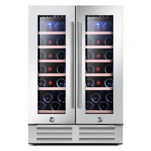 Enfriador de Vino con Puerta de Vidrio de Acero Inoxidable de Dos Zonas, Color Negro, para el Hogar, <span class=keywords><strong>Bodega</strong></span> Integrada - Product Image 5