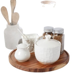 Bandeja giratoria redonda de madera para especias, 20x20x1,5 cm, para almacenamiento en escritorio y organización del baño - Product Image 5
