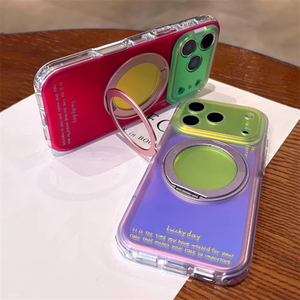 Camera Protection <b>Ring</b> Metal Stand Magnetic <b>Phone</b> Case For iPhone 17 16 15 14 ProMax Gradient Color Laser Hard Cover - Product Image 2