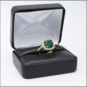 SGARIT custom <b>Cushion</b> Cut Green LAB emerald Gemstone Cocktail <b>Ring</b> In Yellow Gold With Pave Diamond Halo For Women Luxury Style - Product Image 5