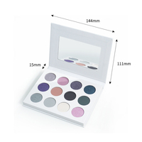 CC30607 Contenant de maquillage en carton personnalisé, palette de fards à paupières scintillants métalliques lumineux, boîte d'emballage imperméable, 12 couleurs