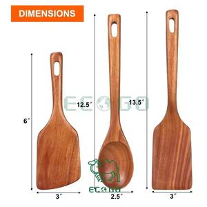 Support de rangement pour ustensiles de cuisine en bois d'acacia durable, 9 pièces, avec ensemble de spatules et support de rangement, sans danger pour les aliments - Product Image 2
