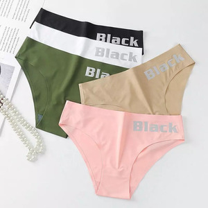 Calzoncillos atrevidos sin costuras con logotipo personalizado para mujer, bragas de seda helada para el período, calzoncillos de Bikini sólidos para mujer, ropa interior cómoda para mujer - Product Image 1