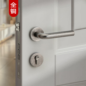 Mei Hong All Copper Lever Door Lock Antique Silver Interior Use Ambidextrous Easy Installation - Product Image 1