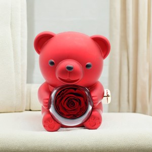 Caja de Joyería con Oso Giratorio y Flor Eterna, Regalo para el Día de San Valentín, Caja para Anillo y Collar, Caja de Flores Eternas - Product Image 2