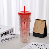 Vaso Térmico Reutilizable de 710ml con Diseño de Olas Oceánicas y Cactus, Tapa con Brillo, Aislamiento Térmico, Libre de BPA, Estético