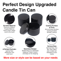 Boîtes en fer blanc noires personnalisées en gros de 8oz, 4oz, 6oz, 10oz, 16oz avec couvercle métallique pour bougies en cire de soja parfumée pour l'artisanat, sacs OPP