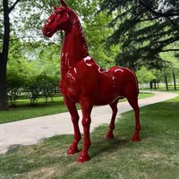 Statue de cheval en résine rouge brillante personnalisée BZY, sculpture animale d'art moderne, décoration de luxe pour la maison et le bureau, vente en gros B2B, usine OEM