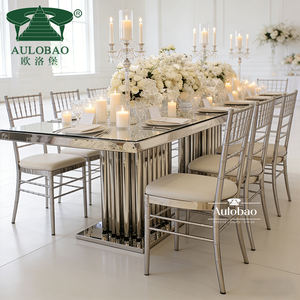 Mesa de Comedor Rectangular de Acero Inoxidable Plateado con 8 Sillas, Estilo Moderno - Product Image 4