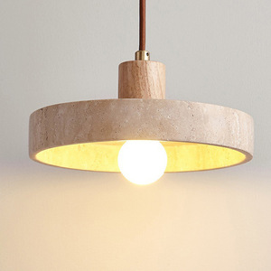 Lampada a Sospensione LED in Travertino Giallo Stile Wabi-Sabi Giapponese 3CCT-Stile Nordico per Illuminazione di Ristoranti, Bar, Case Vacanza e Camere degli Ospiti - Product Image 2