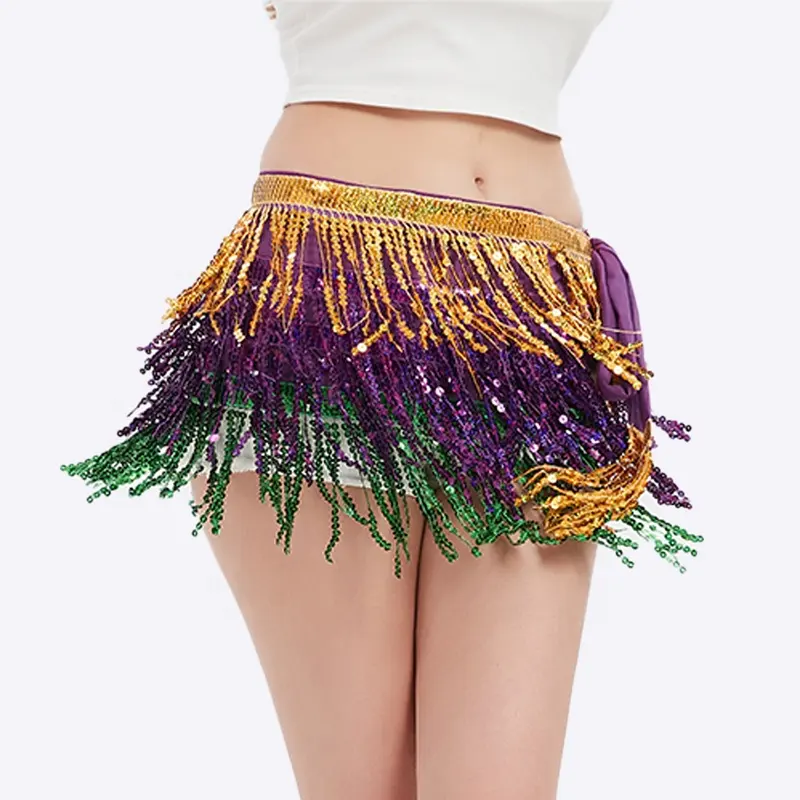 2024 Stock mardi gras sequin dress apparel clothing sequin fringes dance skirt dress mardi gras apparel for women