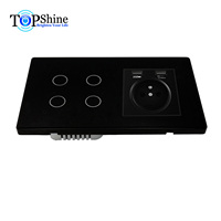 Interrupteurs tactiles intelligents multifonctions modulaires Topshine 147 Type 1 à 4 gangs avec prise de courant EU 16A