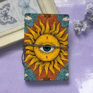 Colgante de cubierta de PU para cuaderno Vintage multiusos, ideal para notas contables con patrón de patrones de rayos de nubes de Ojos de sol en T - Product Image 2