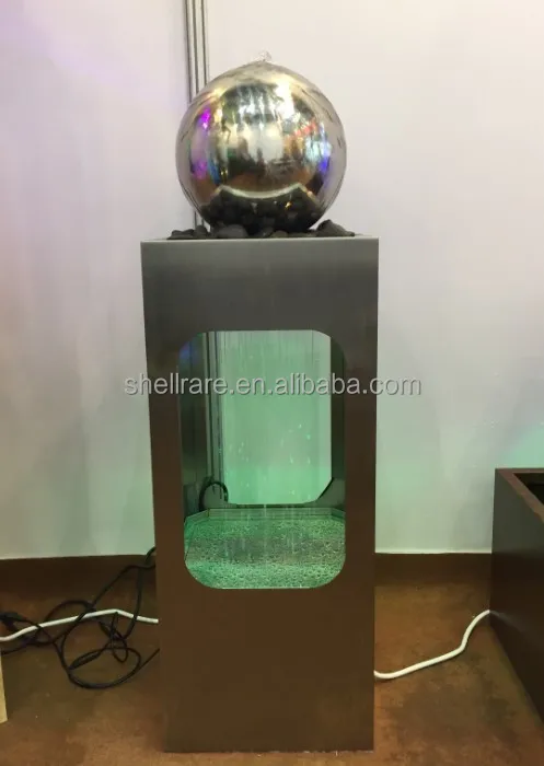 Garden ball water fountain stainless steel hollow sphere water fountain with led light ornament ball