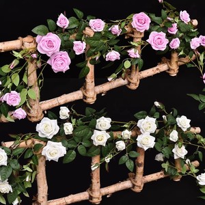 Guirlandes de roses artificielles Green Field 100cm-200cm, fleurs en soie plastique, décorations pour mariage et maison - Product Image 1