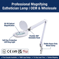 Custom 5 Diopter Daylight Led Esthetician Magnifier Lamp 1.75x 2.25x Beauty Salon Lash Extension Clamp on Magnifying Glass Light