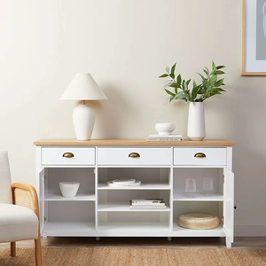 Buffet moderne en chêne de couleur blanche avec grande <span class=keywords><strong>commode</strong></span> de rangement pour le salon - Product Image 4