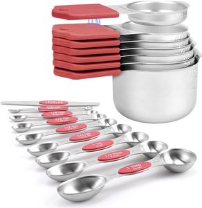 Juego de Tazas y Cucharas Medidoras Magnéticas - Acero Inoxidable 304 Resistente, Plástico y Silicona, Marcas de Medición Dobles, 16 Piezas para Ingredientes Secos - Product Image 6