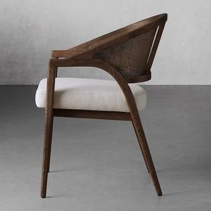 Ghế ăn bằng gỗ nguyên khố<span class=keywords><strong>i</strong></span> cao cấp kiểu Pháp, có tay vịn bằng mây, dành cho phòng ăn, nhà hàng, quán cà phê - Product Image 4