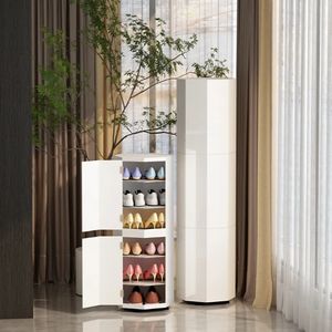 Armoire à chaussures rotative simple moderne de petite taille blanc pur multicouche grande capacité salon casier armoire de rangement - Product Image 4