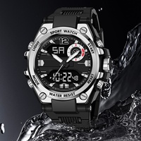 SHUAIKE Herenhorloge met dubbele tijdweergave, LED, sportief, 954 analoog-digitaal horloge met waterdichte functie en alarm, Relogio Masculino