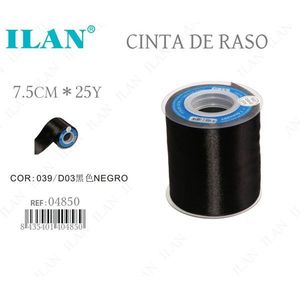 Cinta de Raso Ilan de 7.5 cm x 25 Yardas, Color Negro D03, Ancha, para Manualidades y Decoración - Product Image 1