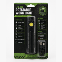 Lampe de travail rotative rechargeable, lampe torche LED à faisceau spot et large, étanche IP44, faisceau réglable 500-600M, USB-C, portable