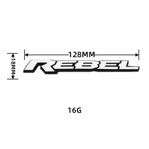 Autocollant de voiture 3D Rebel, emblème blanc et noir, décalcomanie de carrosserie automobile 128 mm pour la décoration de véhicule - Product Image 4