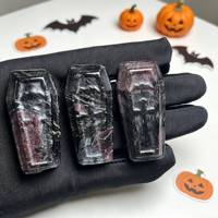 Figurine de cercueil en pierre de cristal naturelle en gros, motif croix, artisanat de cercueil en pierres précieuses pour ornement et cadeau d'Halloween