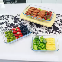 Micro-ondes Ustensiles de Cuisine Four Rectangulaire Ovale En Verre Borosilicate Plat De Cuisson Poêle Imbriquée