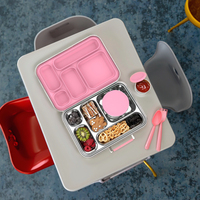Aohea Boîte à lunch pour enfants en acier inoxydable 304 à 5 compartiments