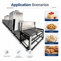 Ligne de production automatique, équipement de boulangerie pour gâteaux, biscuits, pain pita, four à vapeur tunnel à vendre