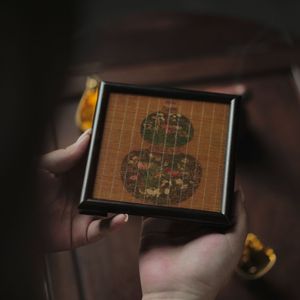 Posavasos de seda de bambú estampado, posavasos de estilo chino, tapete aislante del calor y antiescaldante para el hogar, soporte para tetera, juego de té - Product Image 3