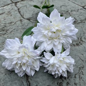 Flor de Dalia de seda al por mayor, 3 cabezas, púrpura, blanco, para Arreglo Floral DIY, tallo de Dalia Artificial de 90cm para decoración de eventos en <span class=keywords><strong>casa</strong></span> - Product Image 2