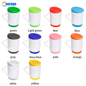 厂家价格圆形心形手柄硅胶底盖升华白色陶瓷咖啡杯坯料用于升华印刷 - Product Image 2