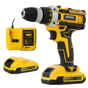 Original New Brand Rechargeable Durable Yellow cordless drill combo kit with case Wireless Lithium Battery Drill