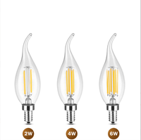 Économie d'énergie C35T Ampoules à filament LED Ampoules bougie 2w 4w 6w Verre LED Éclairage blanc chaud