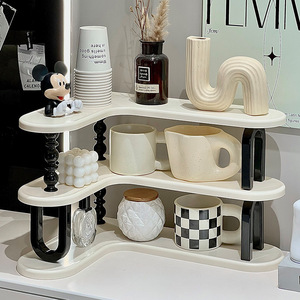 Cup Storage Rack 3 Tier Cream Oval Multipurpose With Stand Kitchen Draining Rack - Product Image 3