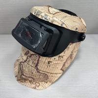 Casque de soudage auto-assombrissant en cuir à motif cartographique vintage avec écran frontal rabattable, finition thermolaquée pour la fabrication automobile