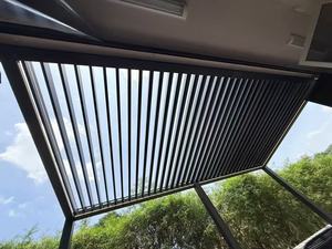 Pergola murale moderne <span class=keywords><strong>3x4</strong></span> 4x4 3x5 3x6 4x6m en alliage d'aluminium pour terrasse, avec toit motorisé et lames orientables, gazebo extérieur - Product Image 5