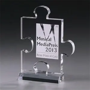 Bespoke Tech Grafsteen Beste Trofee Plexiglas Muziek Trofee Clear Acryl Gegraveerd Jigsaw Award