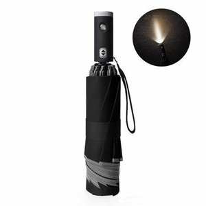 Parapluie manuel à trois plis pour femmes, LED, soleil/pluie/lampe torche, logo personnalisé imprimé, 100 cm, <span class=keywords><strong>Kaysen</strong></span>, pour les voyages en voiture - Product Image 1