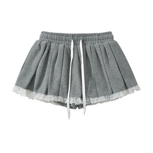 New Korean Style Lace <strong>Stitching</strong> Women's Two-Piece Set Slim-Fit Hooded <strong>Top</strong> Pleated Skirt Pants for Summer Spice Girl Design - Product Image 3