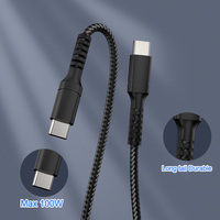 Cable de Carga USB C a C de Alta Resistencia, 100W 5A, Trenzado de Nailon, Carga Rápida PD, Compatible con Teléfonos y Laptops