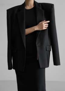 Jas <span class=keywords><strong>Blazer</strong></span> hitam Custom, <span class=keywords><strong>blazer</strong></span> wanita kantor Formal, jas ukuran besar lengan panjang Single Breasted - Product Image 3
