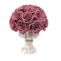 Décorations de Luxe pour la Maison : Vase à Fleurs en Marbre Rose, Plantes Éternelles, Roses Préservées à Vie
