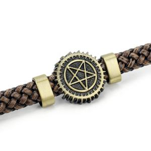 Los hombres decoración Essentials de cinco estrellas brazalete pulsera brazalete de cuero - Product Image 5
