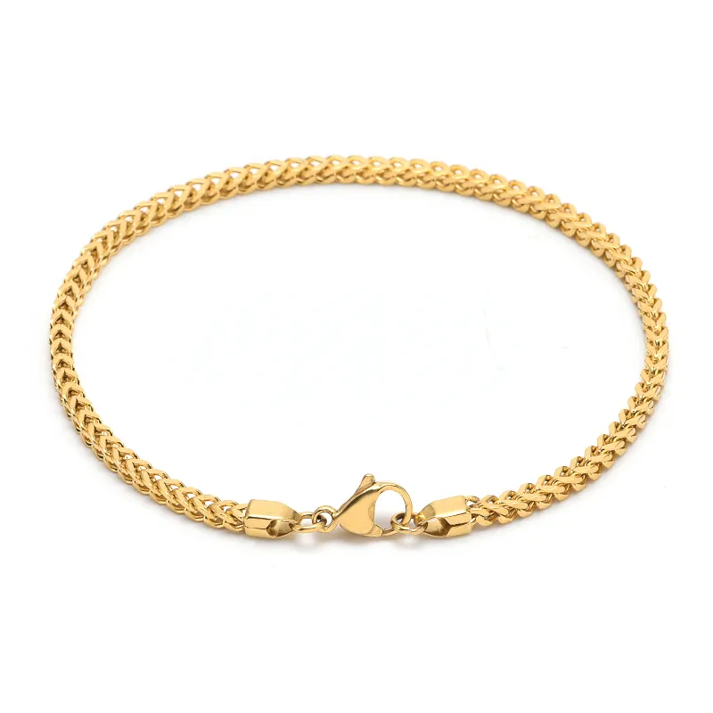 Dainty Gold stainless steel 18K Italian Gold Franco Chain Design Bracelet women men