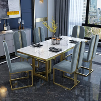Ensemble de table et chaises de salle à manger Ther Home Furniture, table de restaurant avec plateau en verre ou en marbre, 6 places
